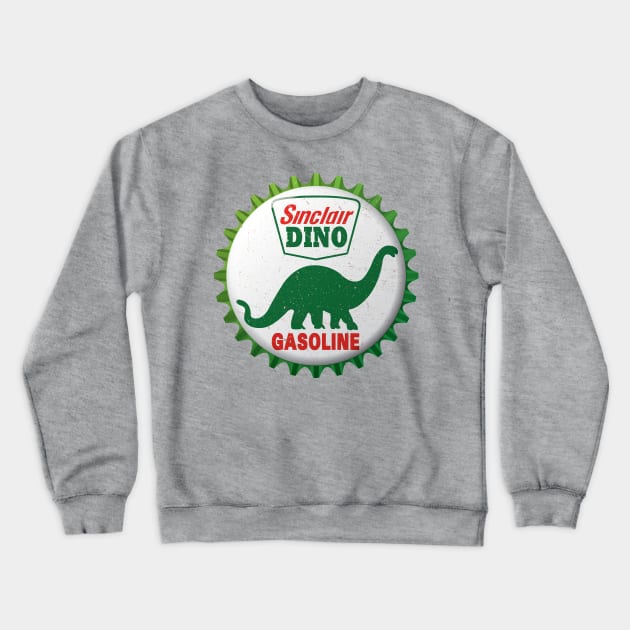 Sinclair Dino Gasoline Bottle Cap Retro T-Shirt Crewneck Sweatshirt by funkymonkeytees